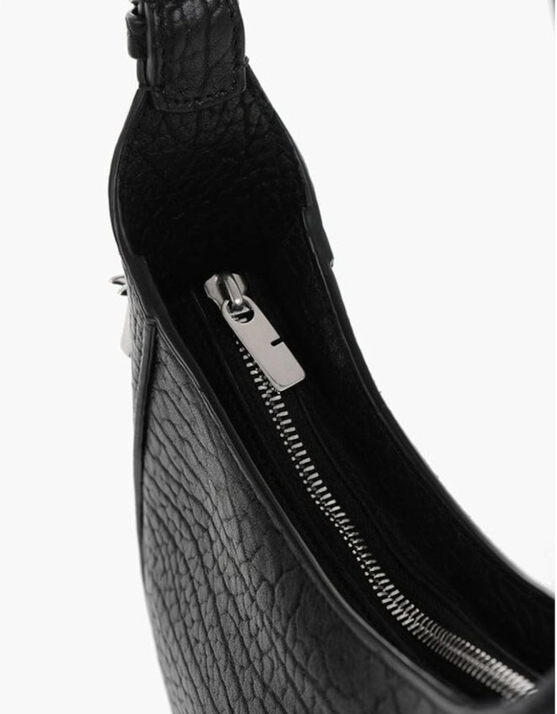 Textured Leather Logo Shoulder Bag Women - Black