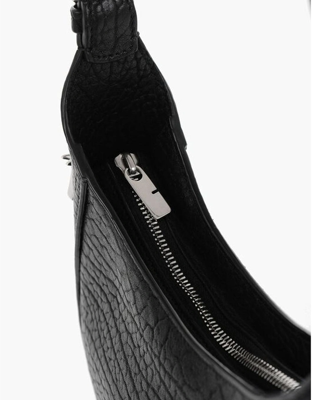 Textured Leather Logo Shoulder Bag Women - Black