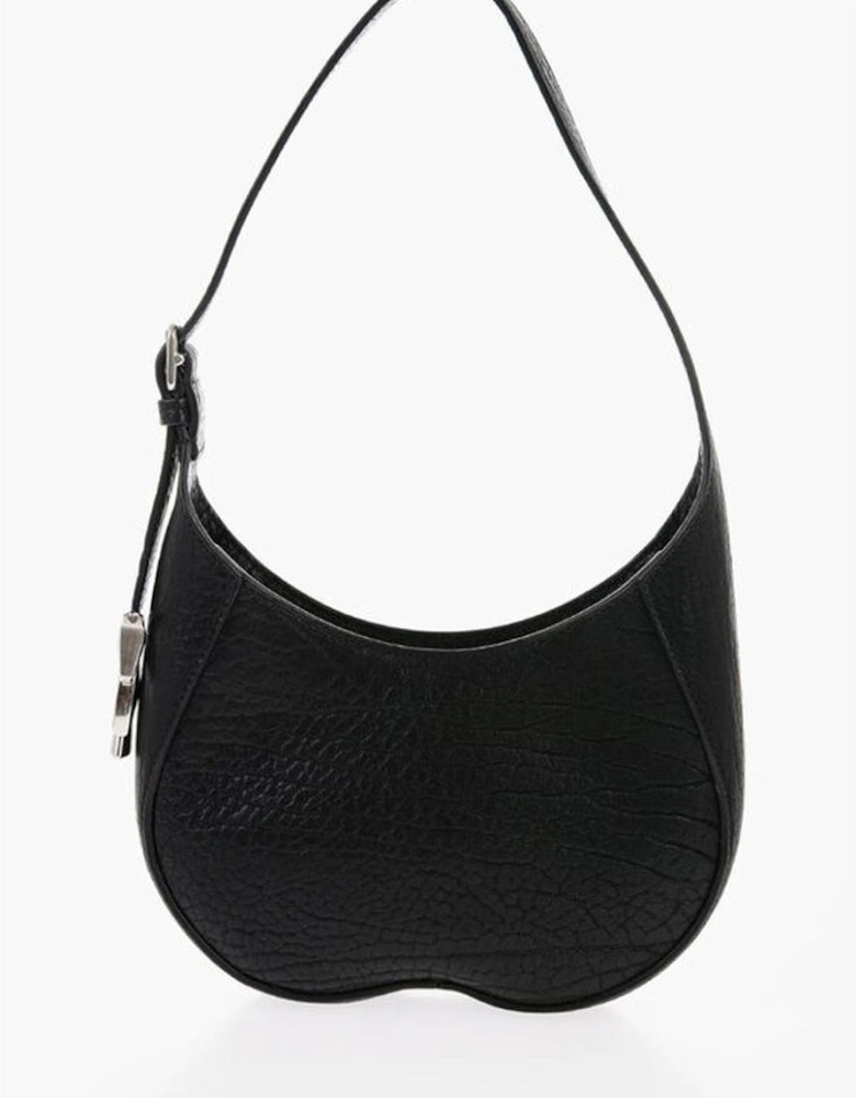 Textured Leather Logo Shoulder Bag Women - Black