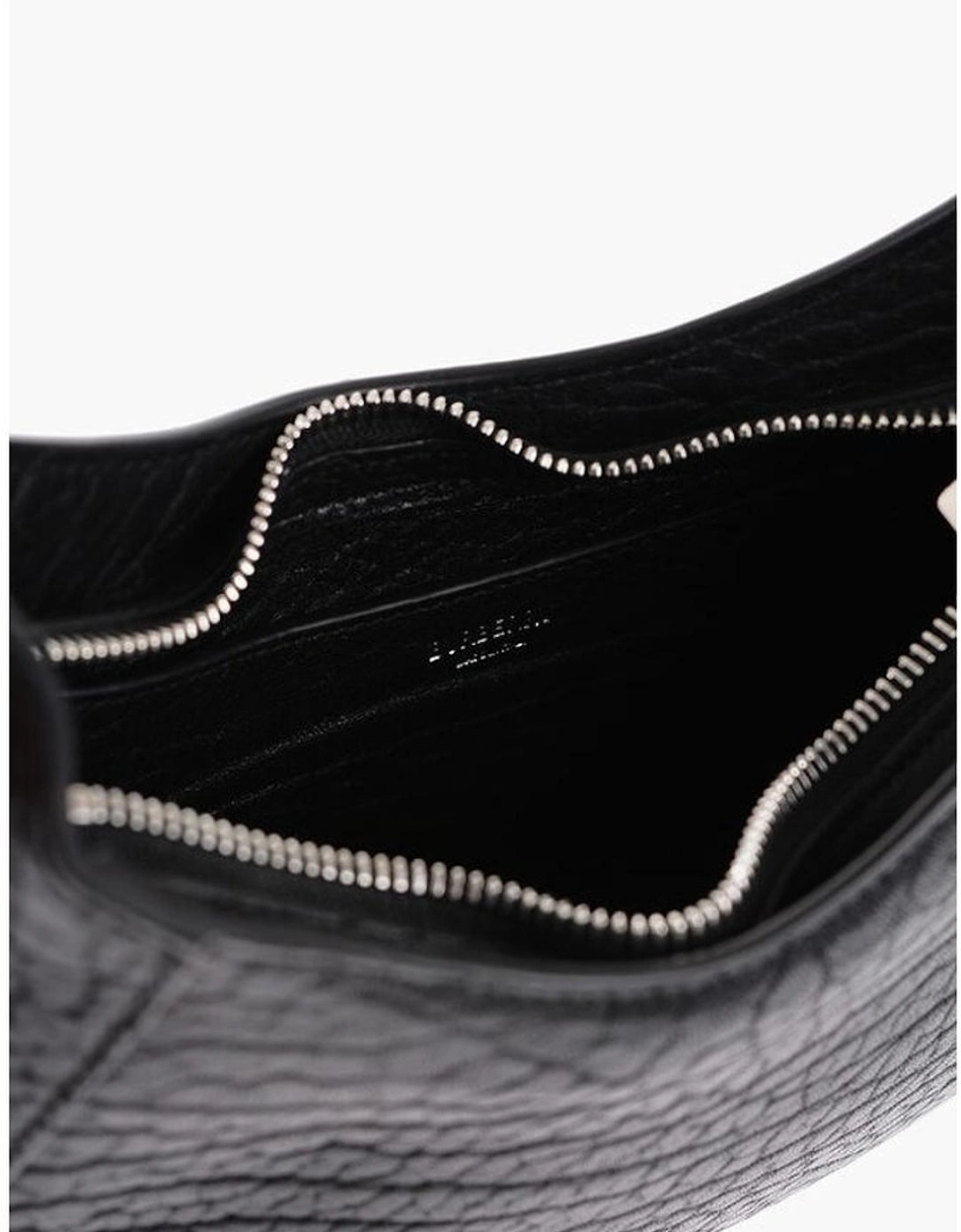 Textured Leather Logo Shoulder Bag Women - Black