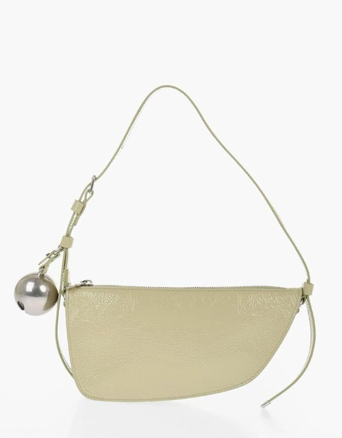 Leather Shoulder Bag with Charms and Zip Closure Women - Beige, 5 of 4