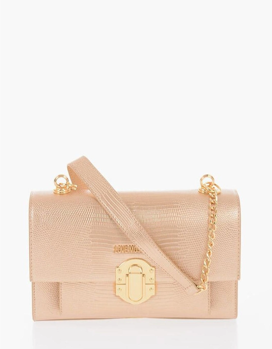Eco-Leather Shoulder Bag with Logo and Snap Closure Women - Gold, 5 of 4