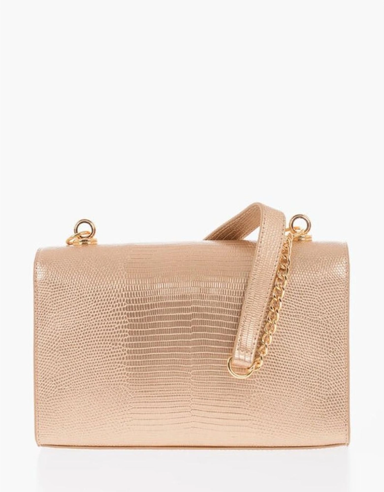 Eco-Leather Shoulder Bag with Logo and Snap Closure Women - Gold
