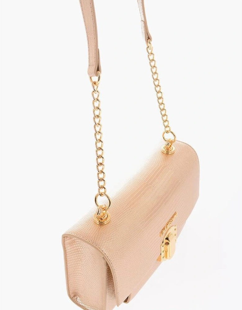 Eco-Leather Shoulder Bag with Logo and Snap Closure Women - Gold