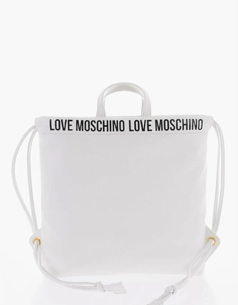 Logo Print Metal Handbag with Double Handle Women - White Tote Bags