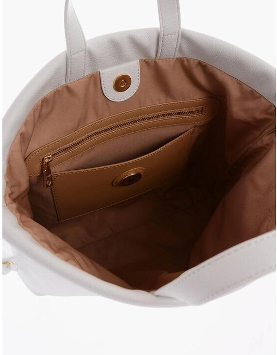 Logo Print Metal Handbag with Double Handle Women - White Tote Bags