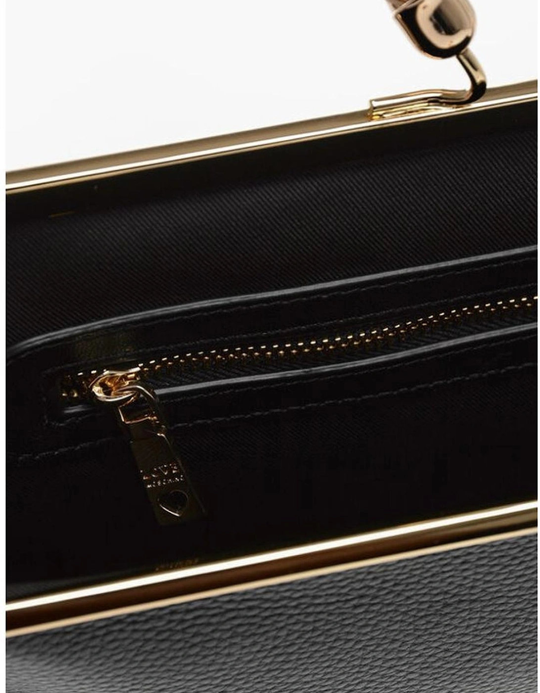 Leather Shoulder Bag with Removable Strap Women - Black Tote Bags