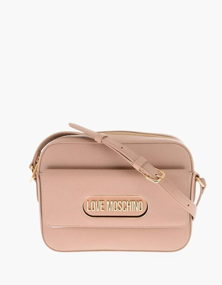 Eco-Leather Shoulder Bag with Zip Closure Women - Beige