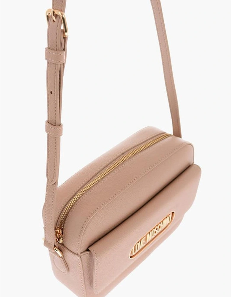 Eco-Leather Shoulder Bag with Zip Closure Women - Beige