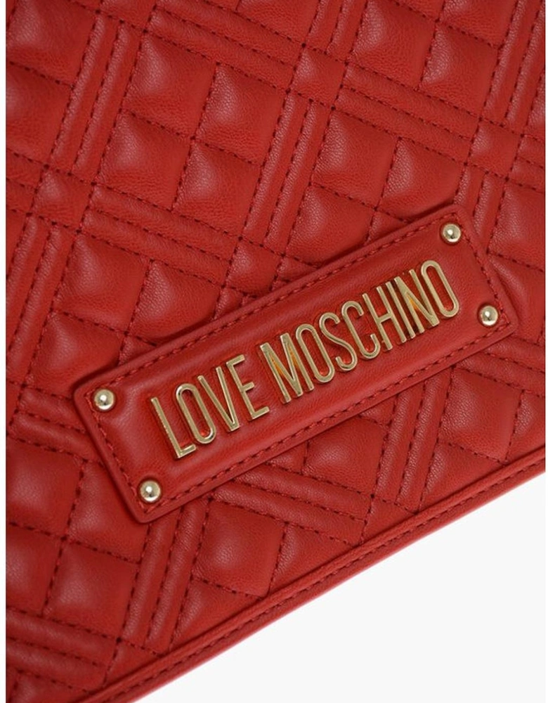 Eco-Leather Shoulder Bag with Adjustable Strap Women - Red