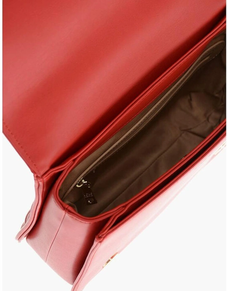 Eco-Leather Shoulder Bag with Adjustable Strap Women - Red