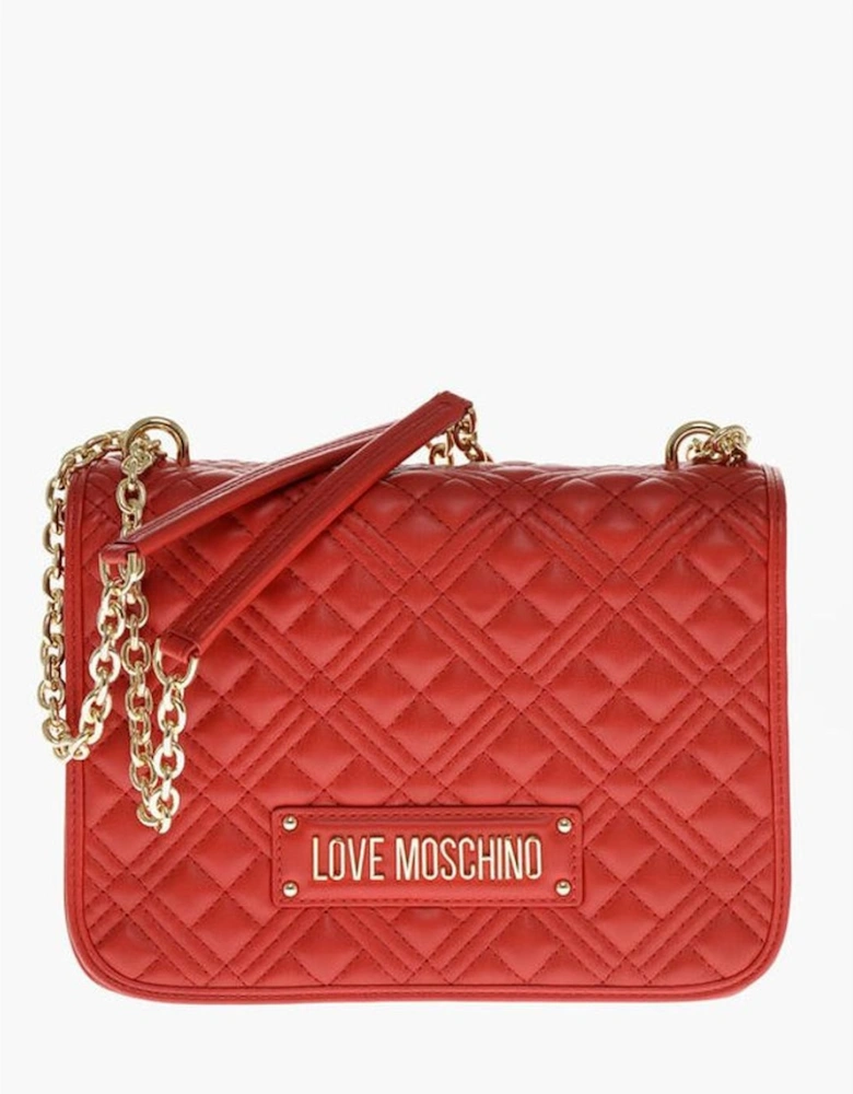 Eco-Leather Shoulder Bag with Adjustable Strap Women - Red