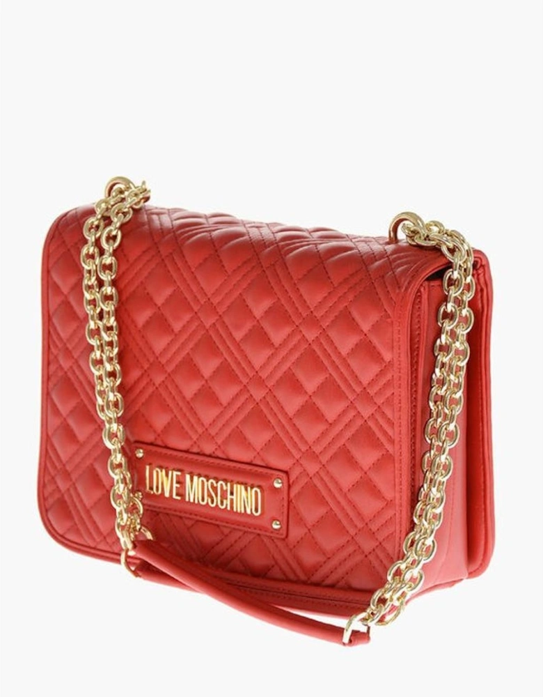 Eco-Leather Shoulder Bag with Adjustable Strap Women - Red