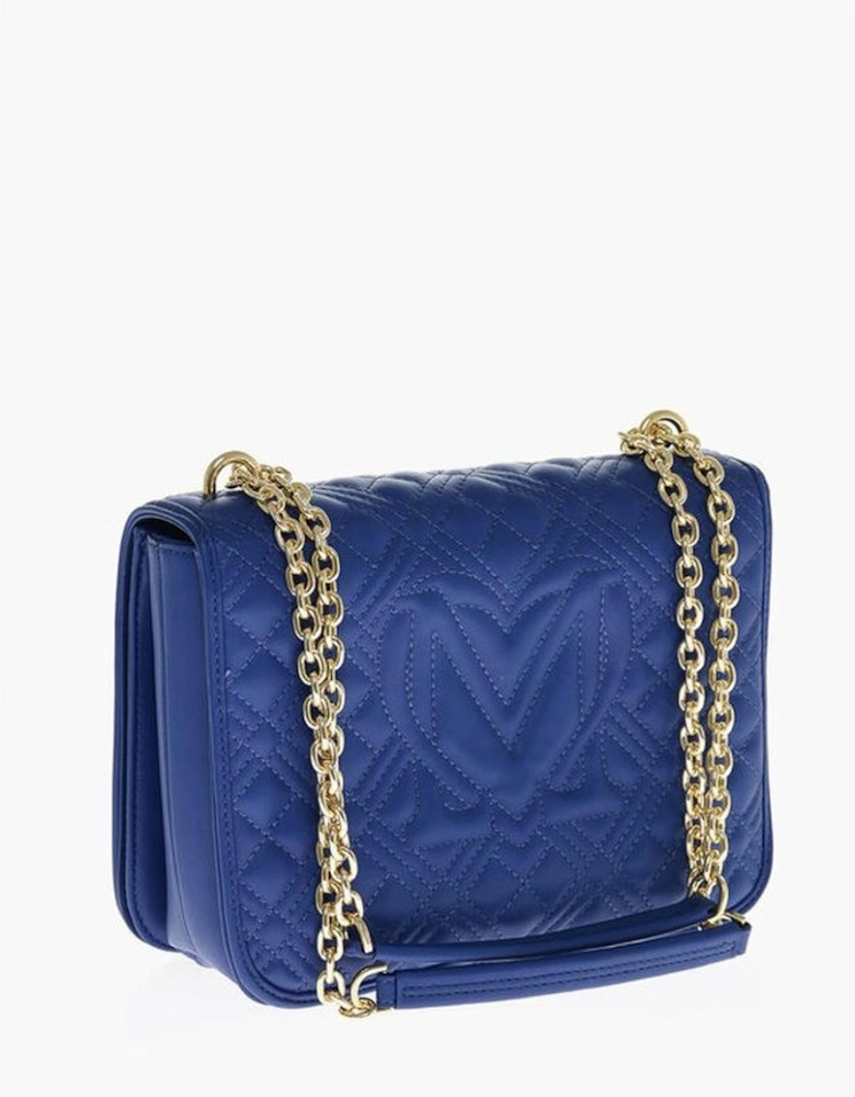 Eco-Leather Shoulder Bag with Adjustable Strap Women - Blue