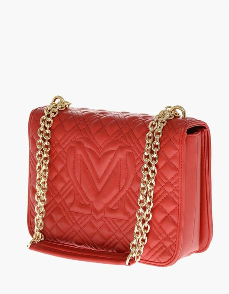 Eco-Leather Shoulder Bag with Adjustable Strap Women - Red