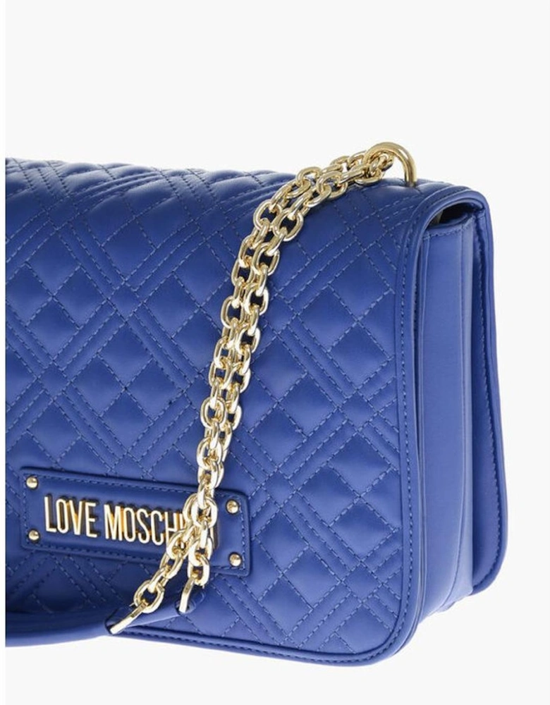 Eco-Leather Shoulder Bag with Adjustable Strap Women - Blue