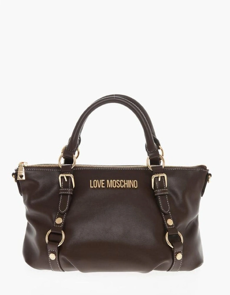 Leather Handbag with Adjustable Shoulder Strap Women - Brown Tote Bags