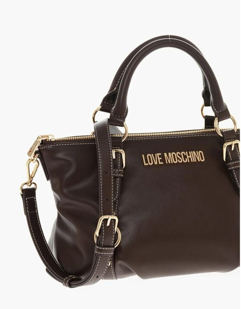 Leather Handbag with Adjustable Shoulder Strap Women - Brown Tote Bags