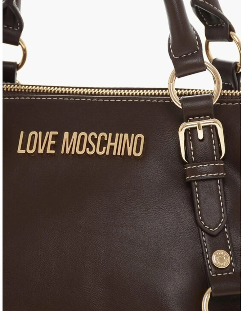 Leather Handbag with Adjustable Shoulder Strap Women - Brown Tote Bags
