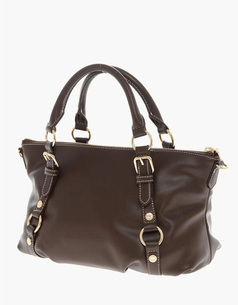 Leather Handbag with Adjustable Shoulder Strap Women - Brown Tote Bags