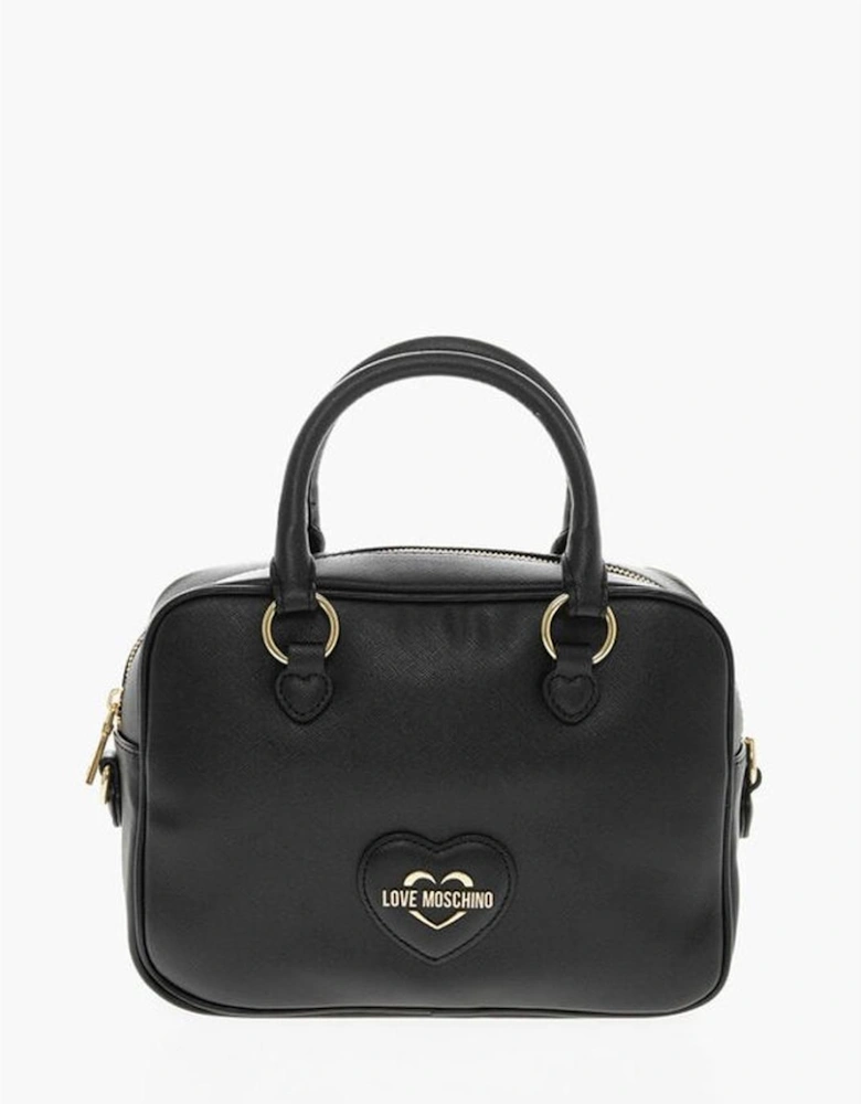 Solid Eco-Leather Handbag with Adjustable Straps Women - Black