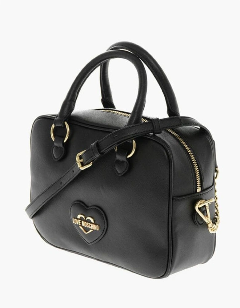 Solid Eco-Leather Handbag with Adjustable Straps Women - Black