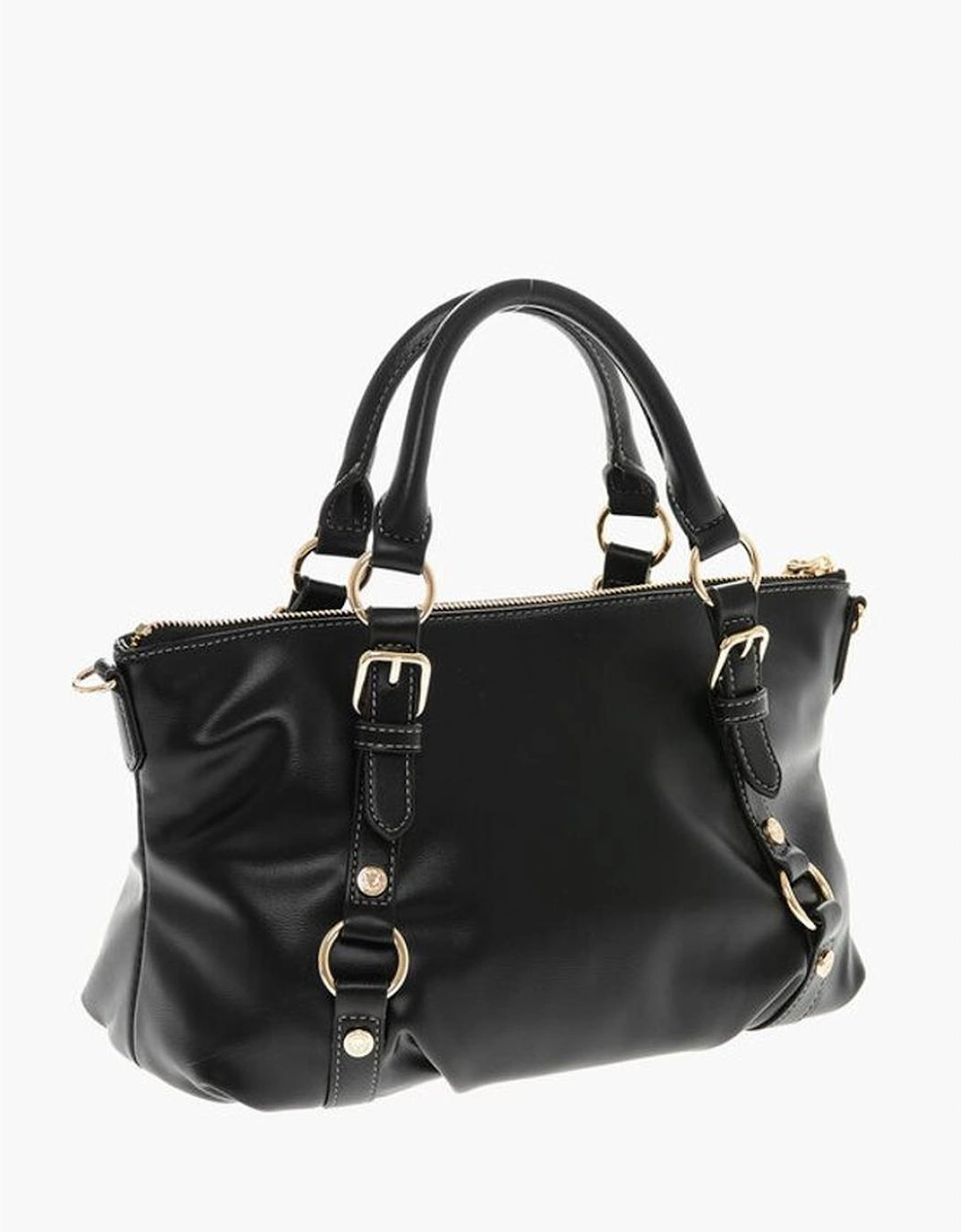 Logo Double Handle Handbag with Adjustable Strap Women - Black Tote