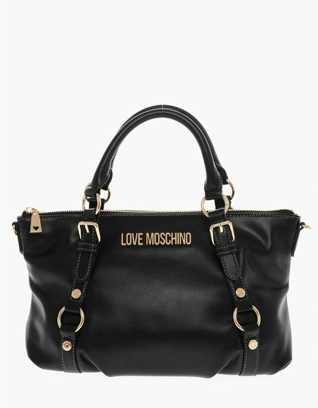 Logo Double Handle Handbag with Adjustable Strap Women - Black Tote, 6 of 5