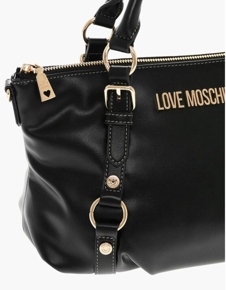Logo Double Handle Handbag with Adjustable Strap Women - Black Tote