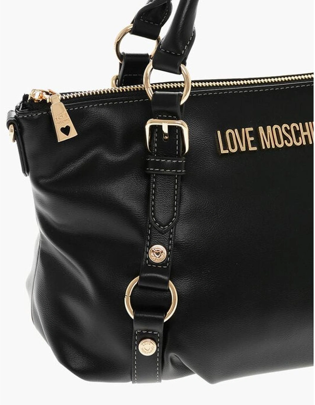 Logo Double Handle Handbag with Adjustable Strap Women - Black Tote