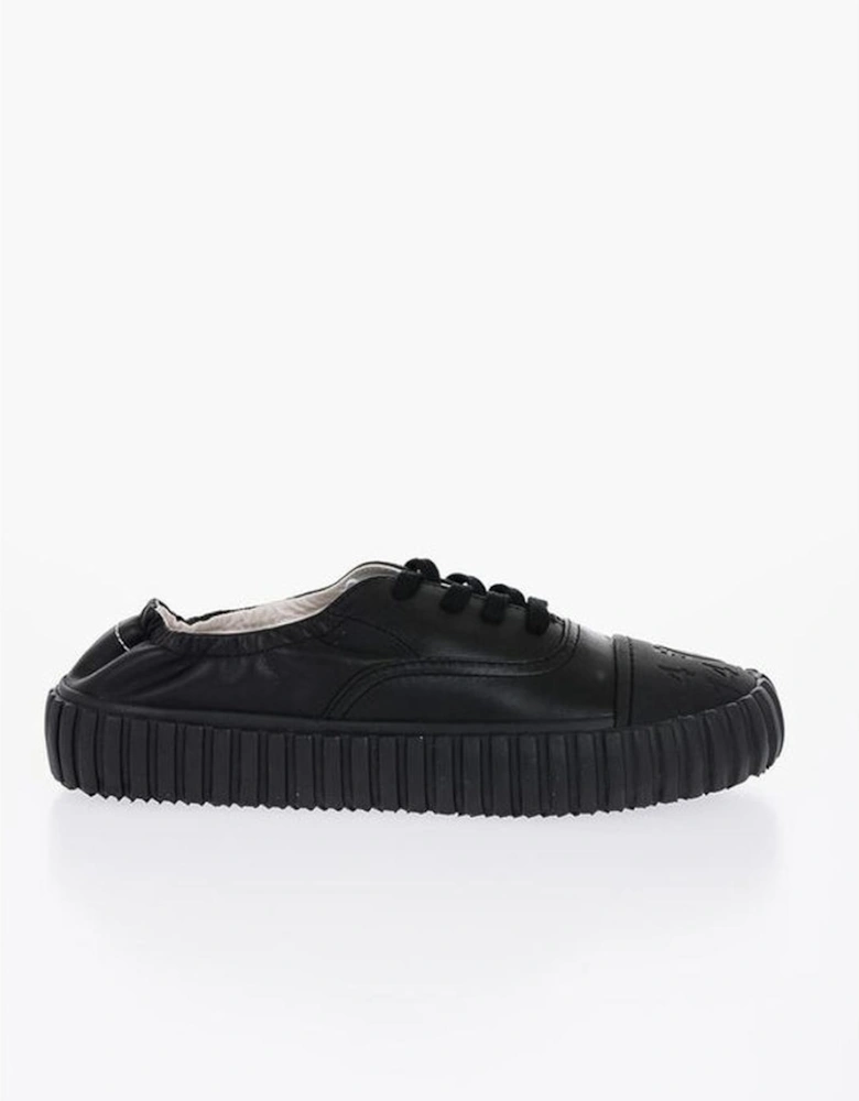 Lace-Up Leather Sneakers with Rubber Sole Women - Black