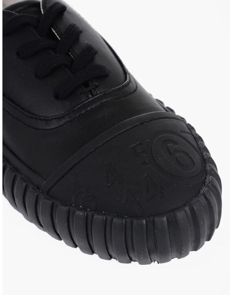 Lace-Up Leather Sneakers with Rubber Sole Women - Black
