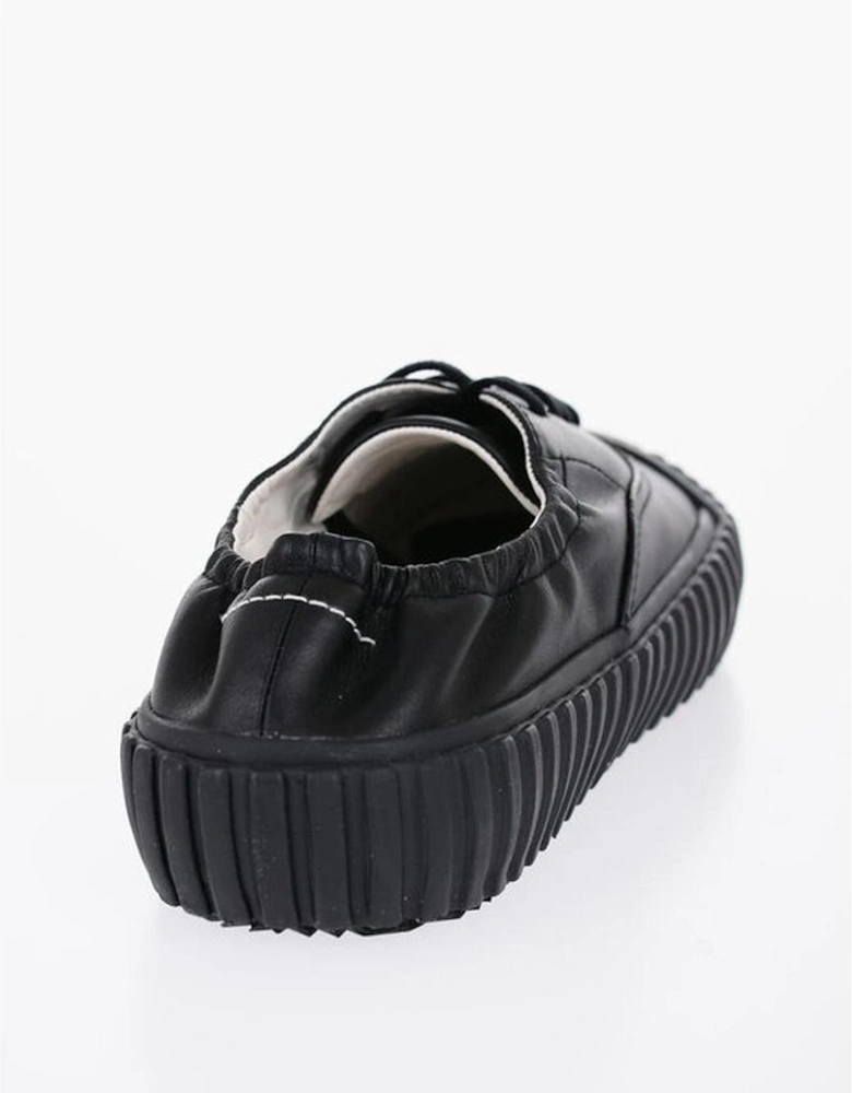 Lace-Up Leather Sneakers with Rubber Sole Women - Black