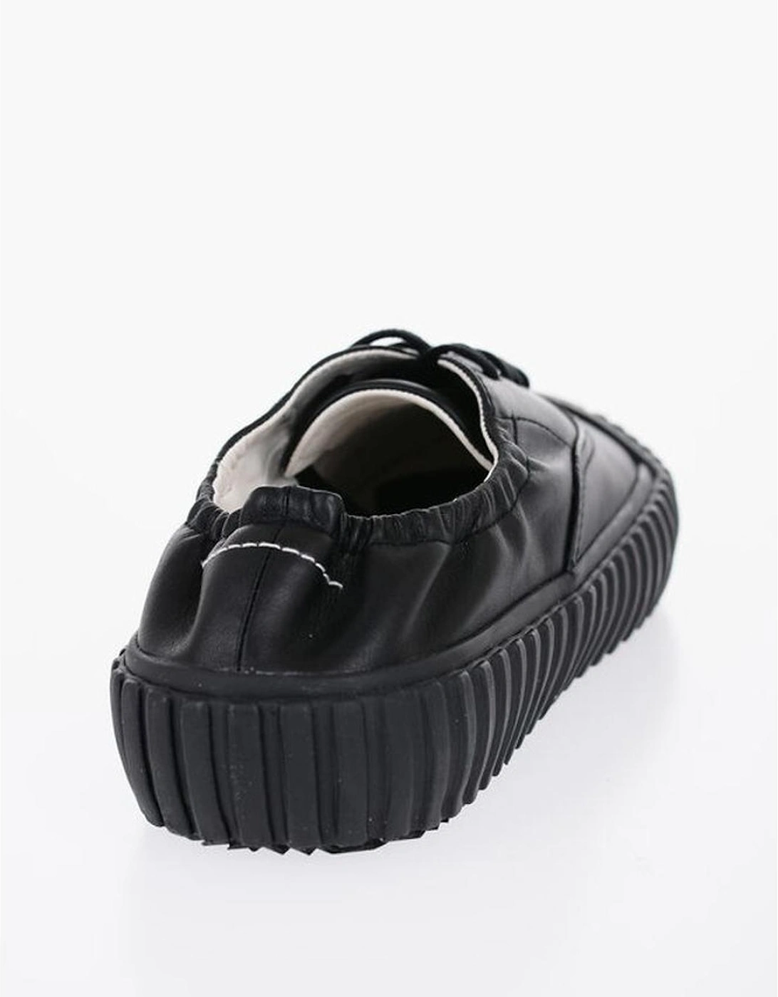 Lace-Up Leather Sneakers with Rubber Sole Women - Black