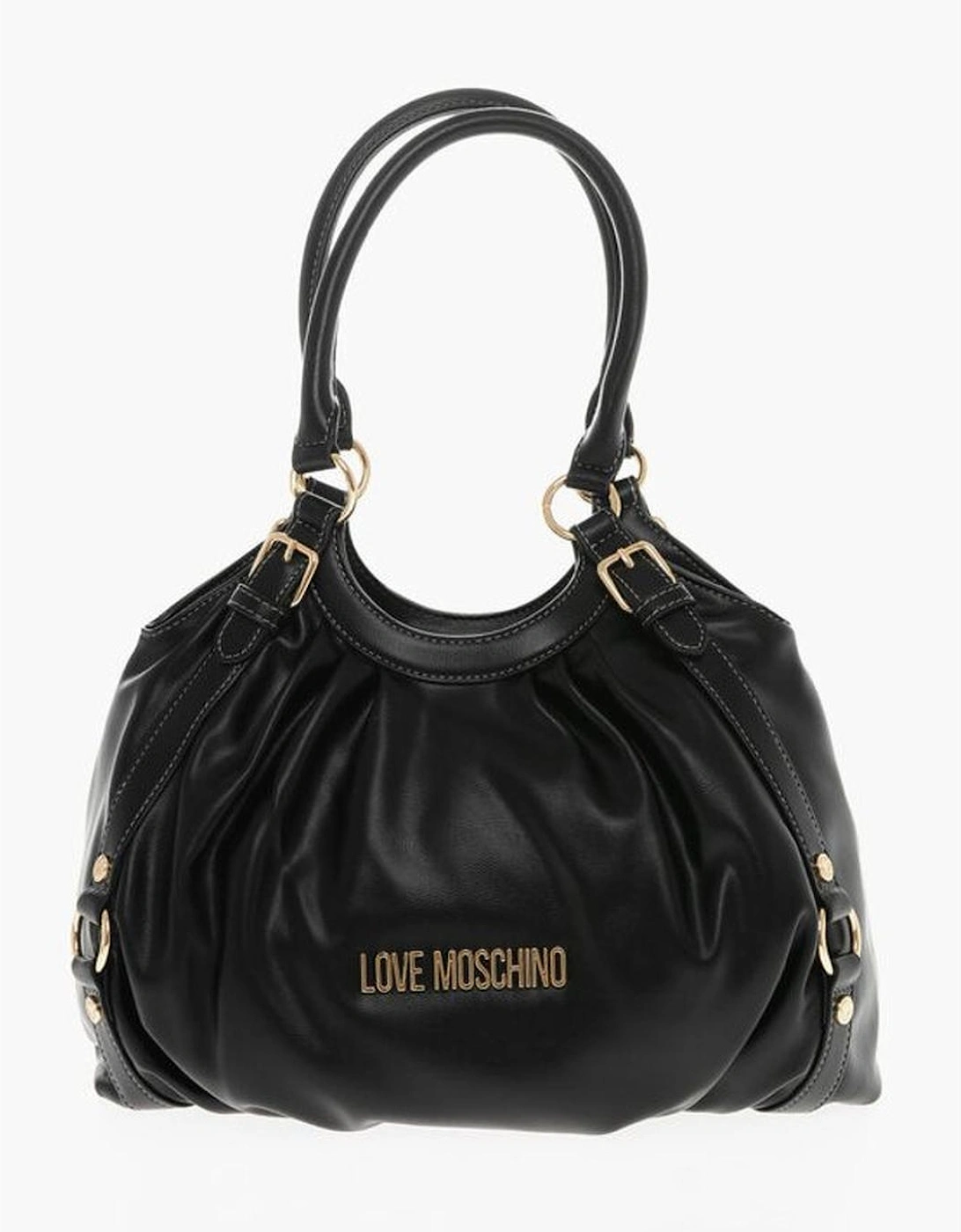 Zip Closure Solid Metal Logo Handbag Women - Black Tote Bags, 5 of 4