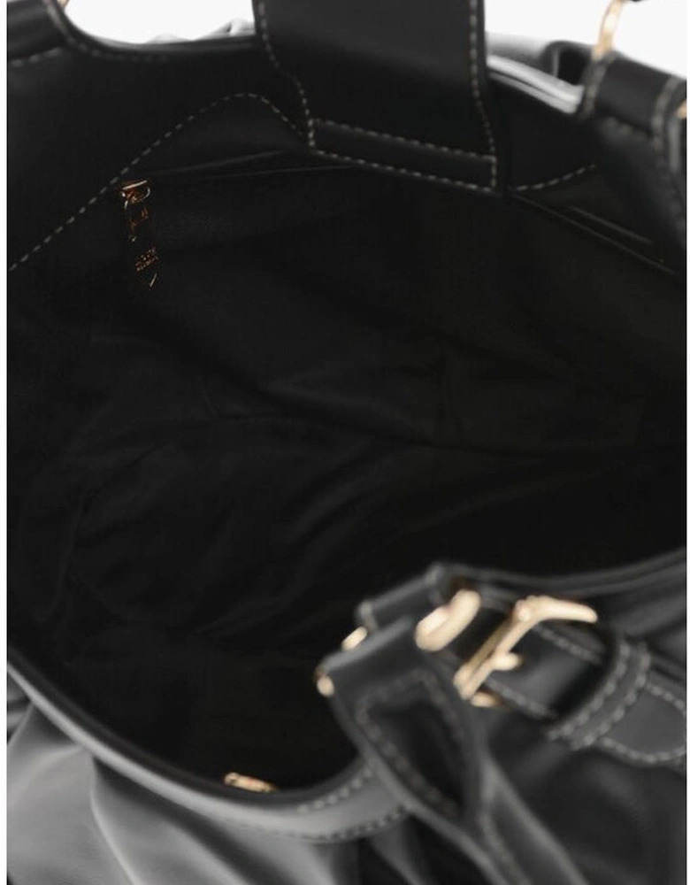 Zip Closure Solid Metal Logo Handbag Women - Black Tote Bags
