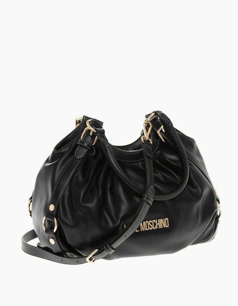 Zip Closure Solid Metal Logo Handbag Women - Black Tote Bags
