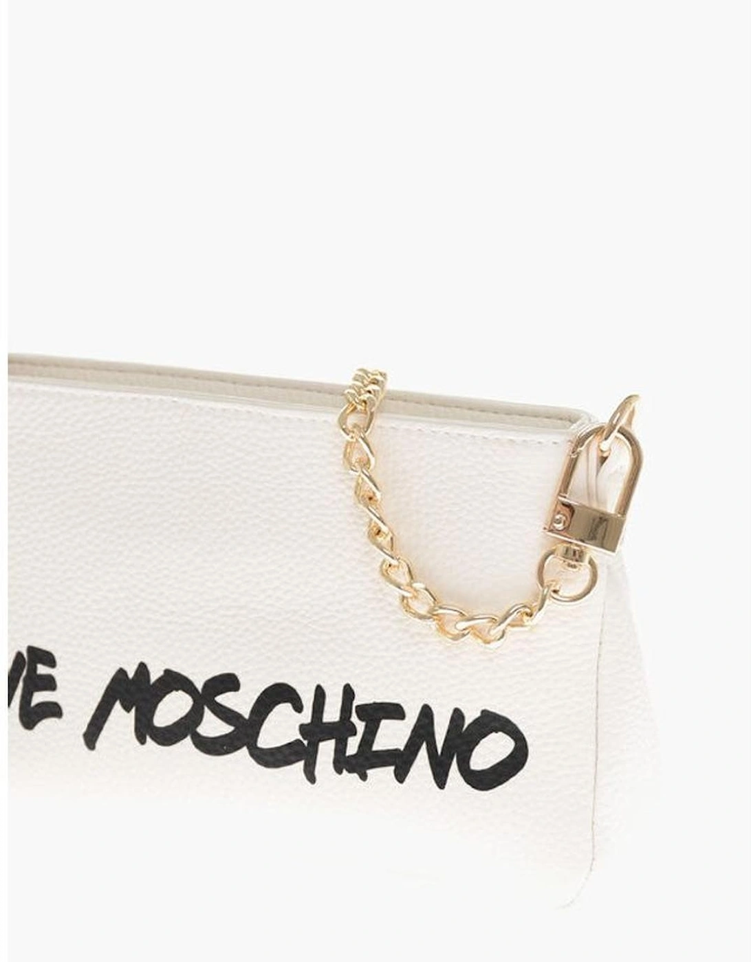 Textured Leather Shoulder Bag with Removable Strap Women - White