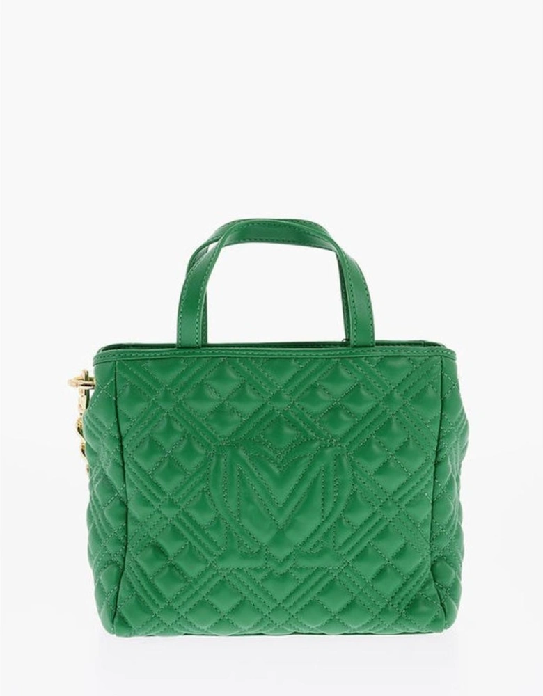 Eco-Leather Handbag with Removable Shoulder Strap Women - Green Tote