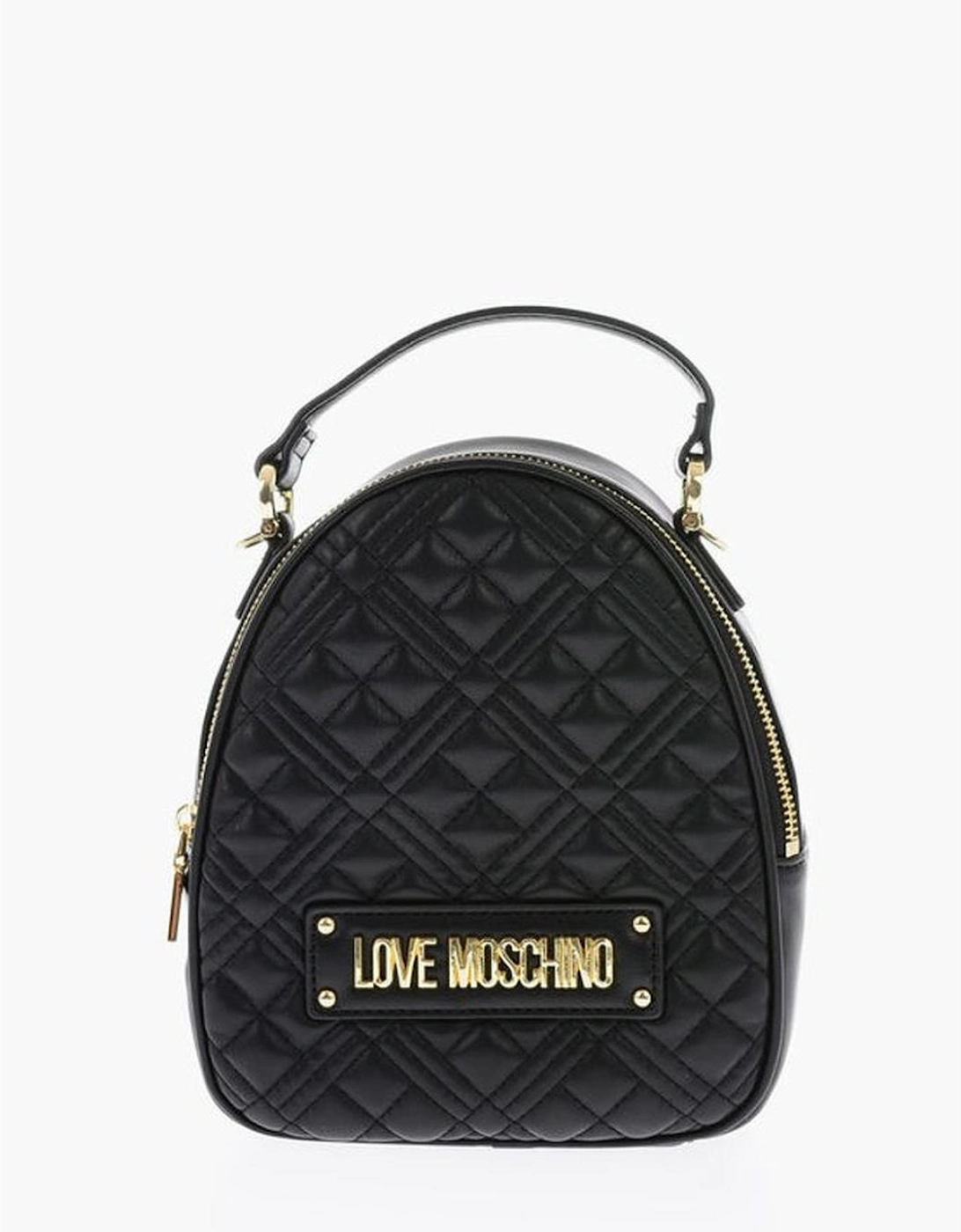 Metal Logo Zip Closure Handbag with Adjustable Strap Women - Black, 5 of 4