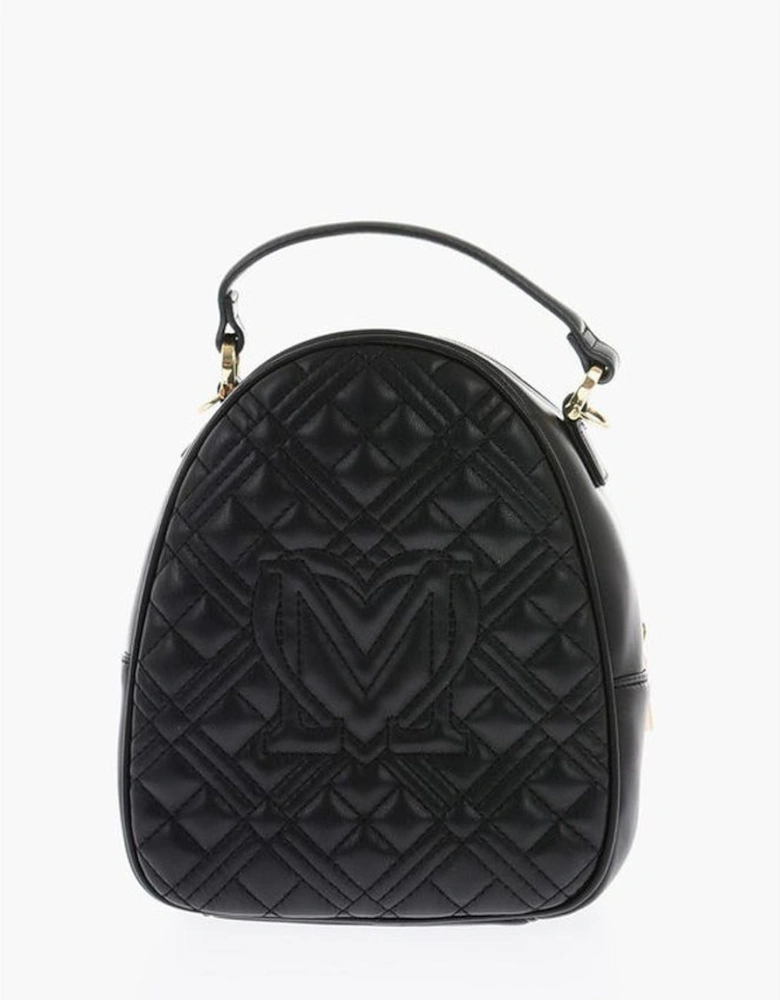 Metal Logo Zip Closure Handbag with Adjustable Strap Women - Black