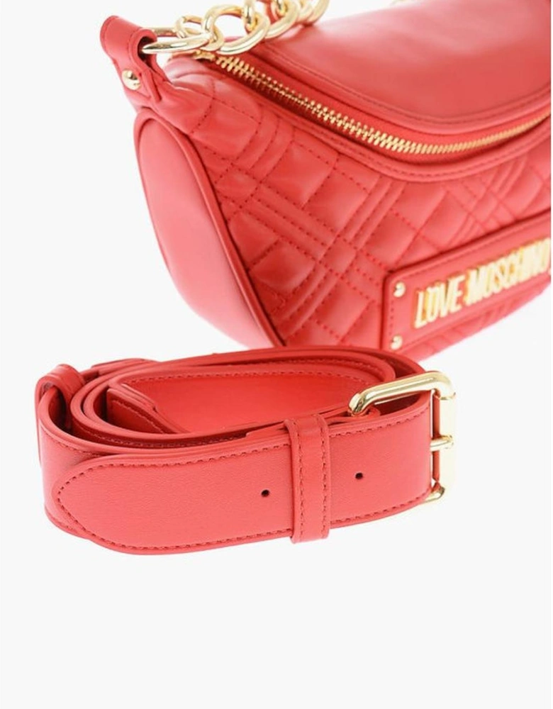 Eco-Leather Shoulder Bag with Adjustable Strap Women - Red