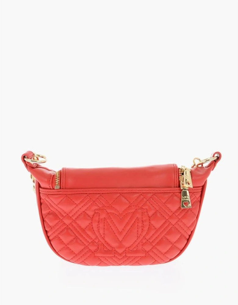 Eco-Leather Shoulder Bag with Adjustable Strap Women - Red