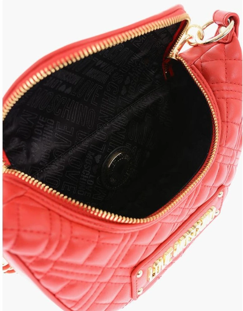 Eco-Leather Shoulder Bag with Adjustable Strap Women - Red