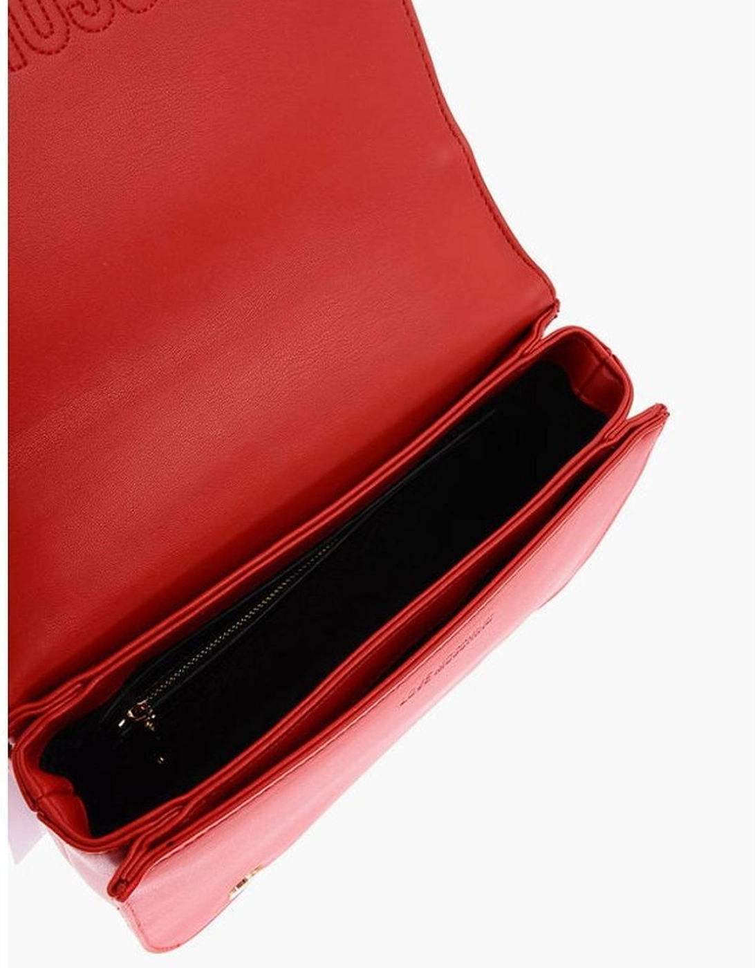 Logo Snap Button Eco-Leather Shoulder Bag Women - Red