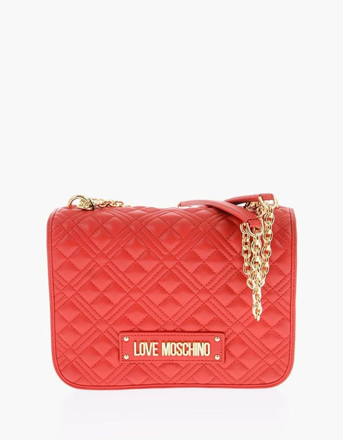 Logo Snap Button Eco-Leather Shoulder Bag Women - Red, 5 of 4