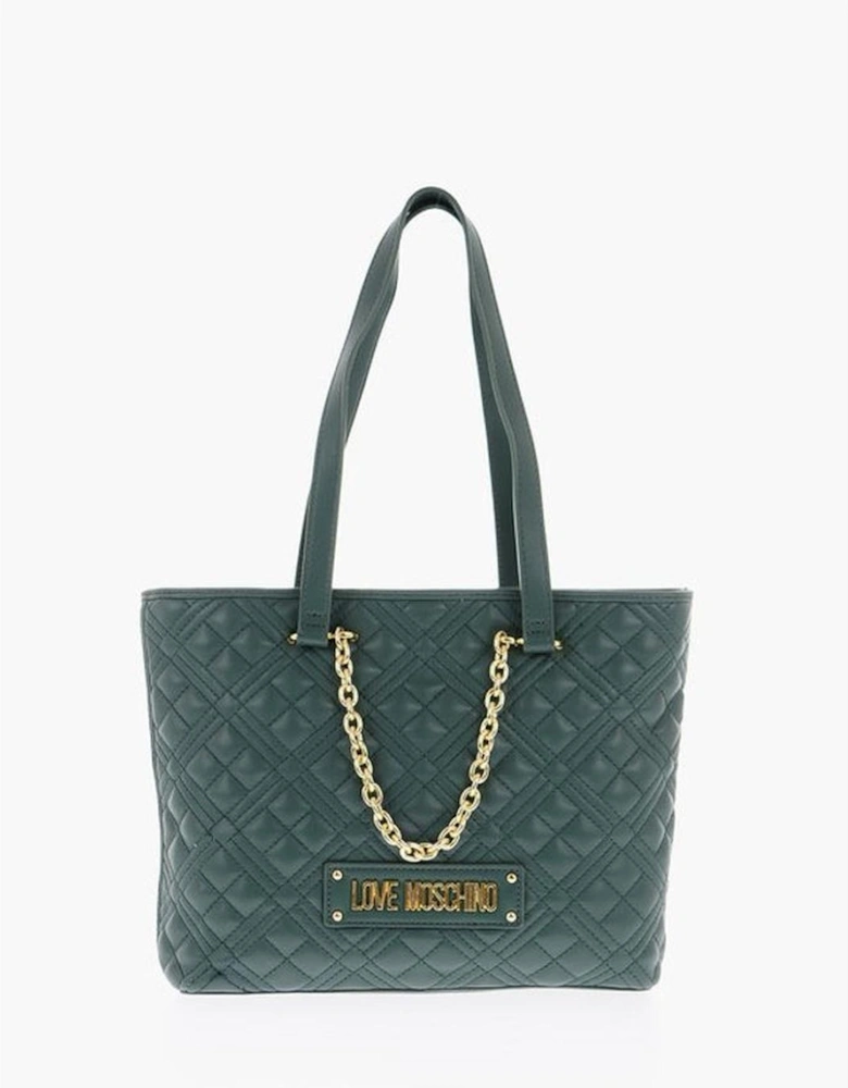 Double Handle Zip Closure Handbag Women - Green Shoulder Bags
