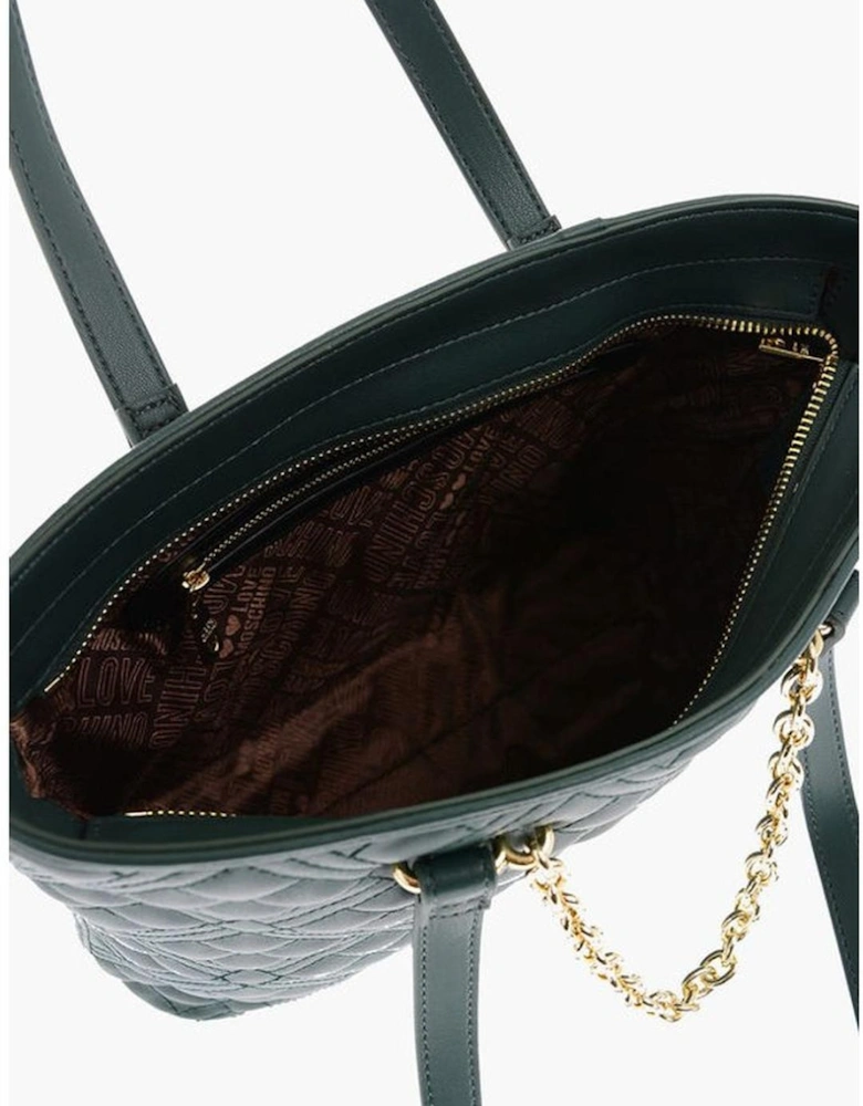 Double Handle Zip Closure Handbag Women - Green Shoulder Bags