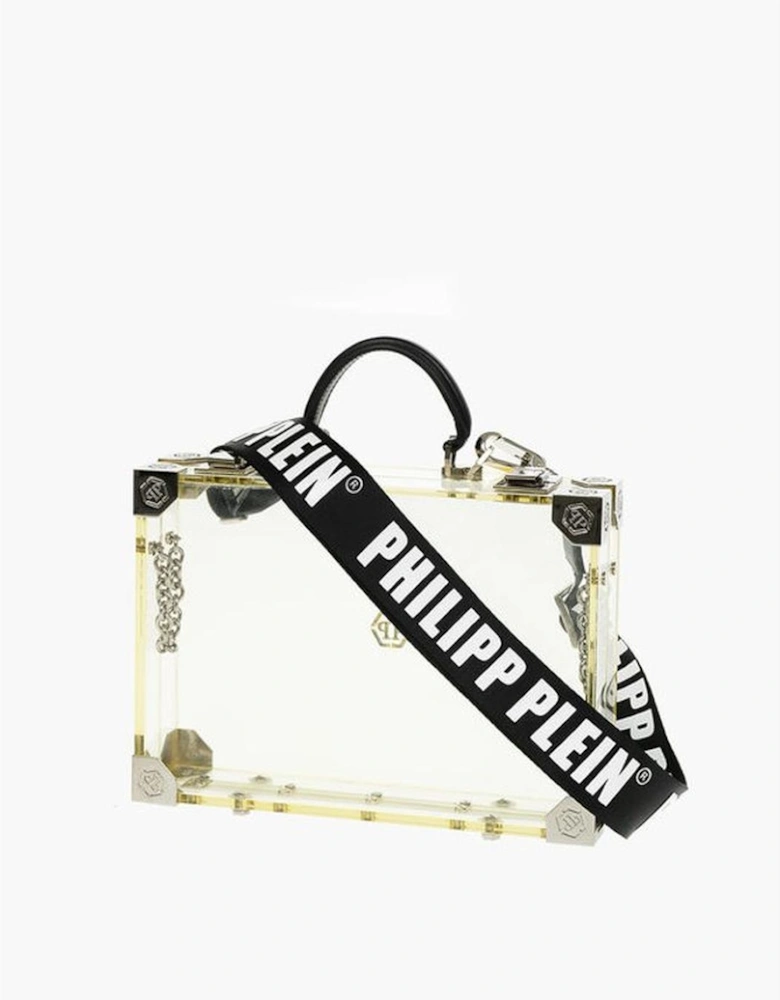 Leather Embroidered Handbag with Removable Shoulder Strap Women -