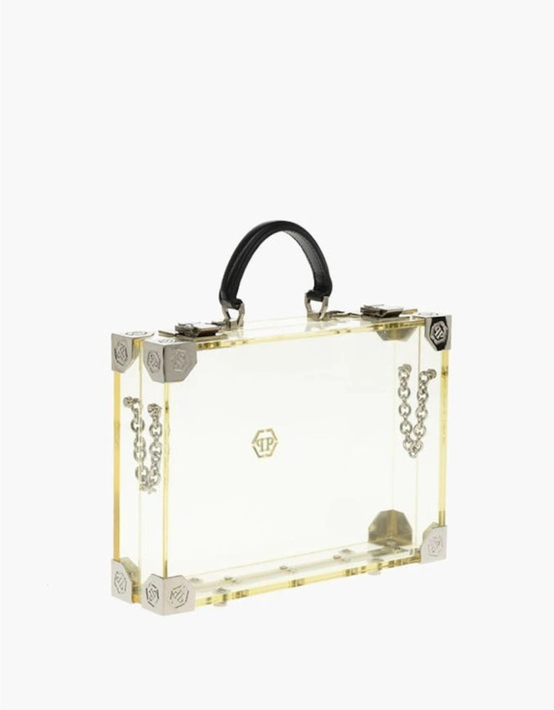 Leather Embroidered Handbag with Removable Shoulder Strap Women -